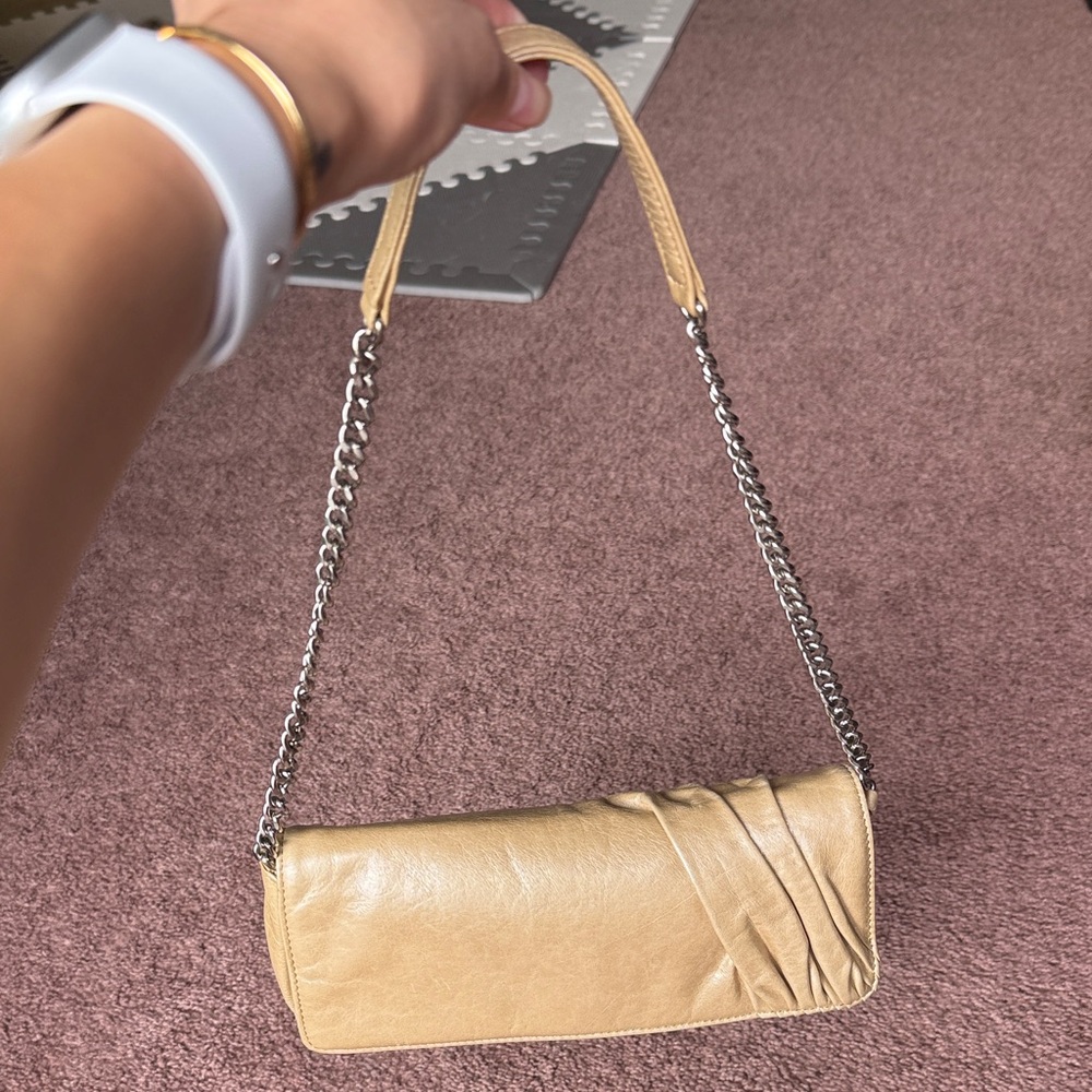 HOBO Tan Leather Shoulder Bag with Chain Strap
